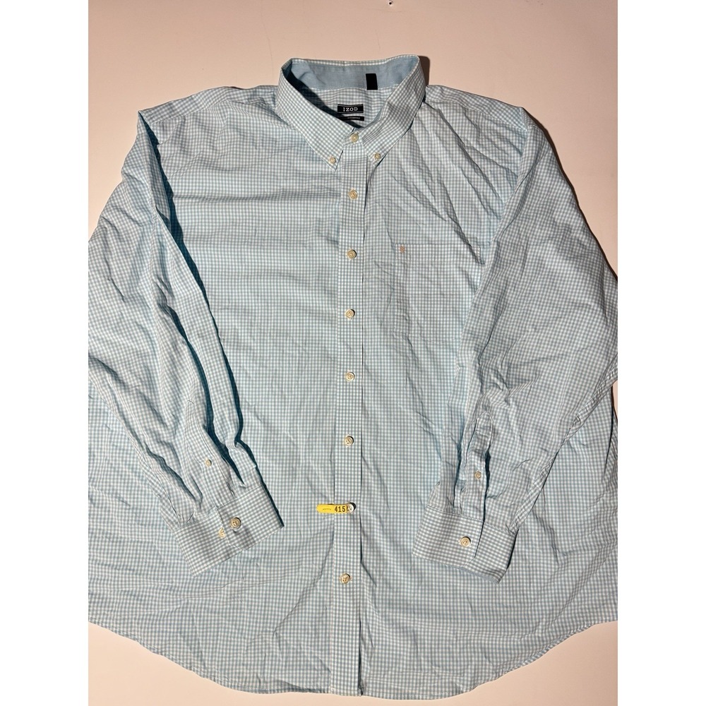 IZOD Premium Essentials Natural Stretch Button Down Shirt Blue‎ 4XL